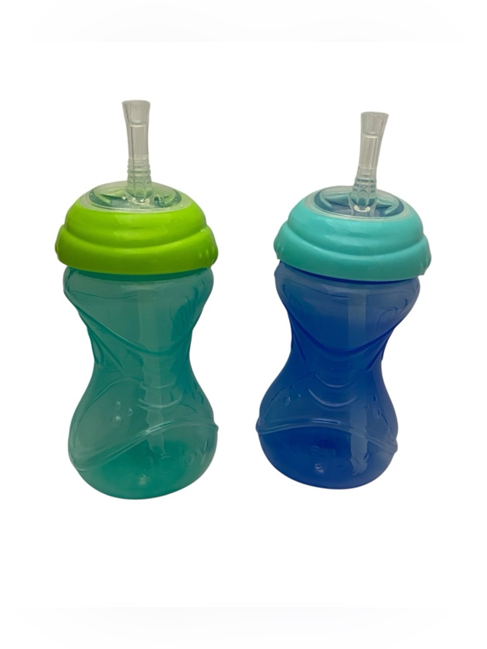 Nuby No-Spill Sippy Cup with Flex Straw - 10.1 Ounces, Blue, Green